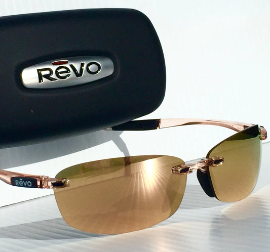 REVO DESCEND N Blush Crystal POLARIZED Champaign Rose Lens Sunglass RE 4059 10 CH