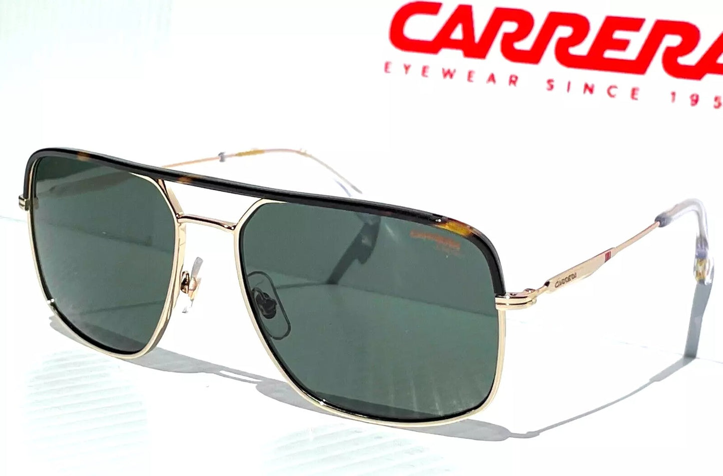 CARRERA Polished Gold Tortoise Aviator Green Grey Lens Sunglass 152/S 0PEF