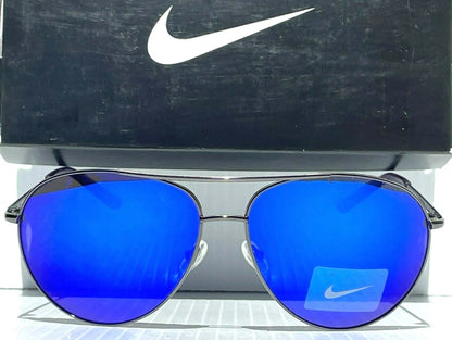 NIKE Chance Gunmetal Chrome Aviator Frame Blue Mirrored Lens Sunglass EV1218 055