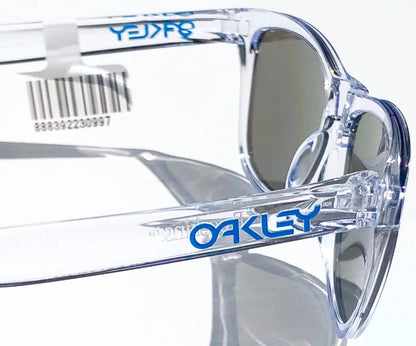 Oakley Frogskins Clear Polished Crystal Frame PRIZM Sapphire Blue Lens Sunglass 9013-D0