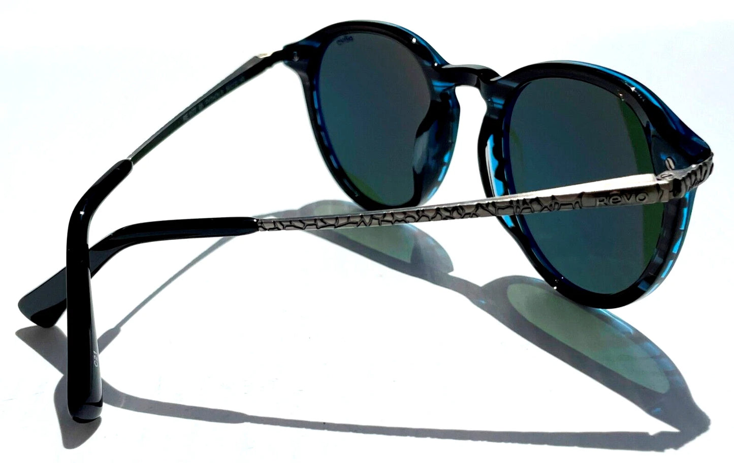 REVO PYTHON 3 Blue Horn Round GLASS Gray Lens Sunglass RE 1177 05 SG50