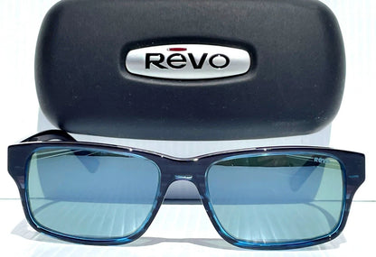 REVO FINLEY G Shiny Blue Horn POLARIZED Grey GLASS Lens Sunglass RE 1176 05 SG50