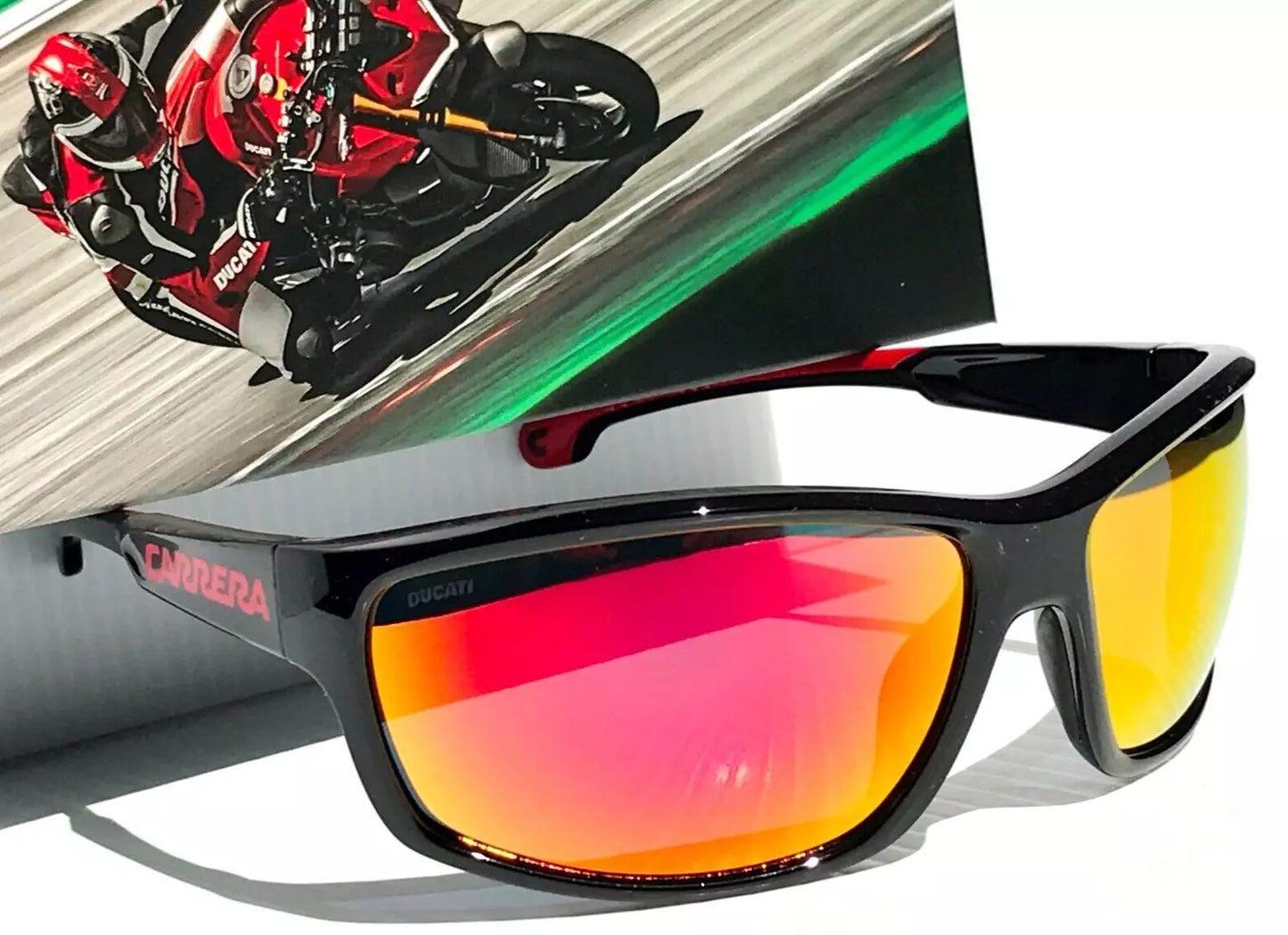 Carrera DUCATI CARDUC Shiny Black Frame Red Mirror Lens Sunglass 002/S 0A4UZ