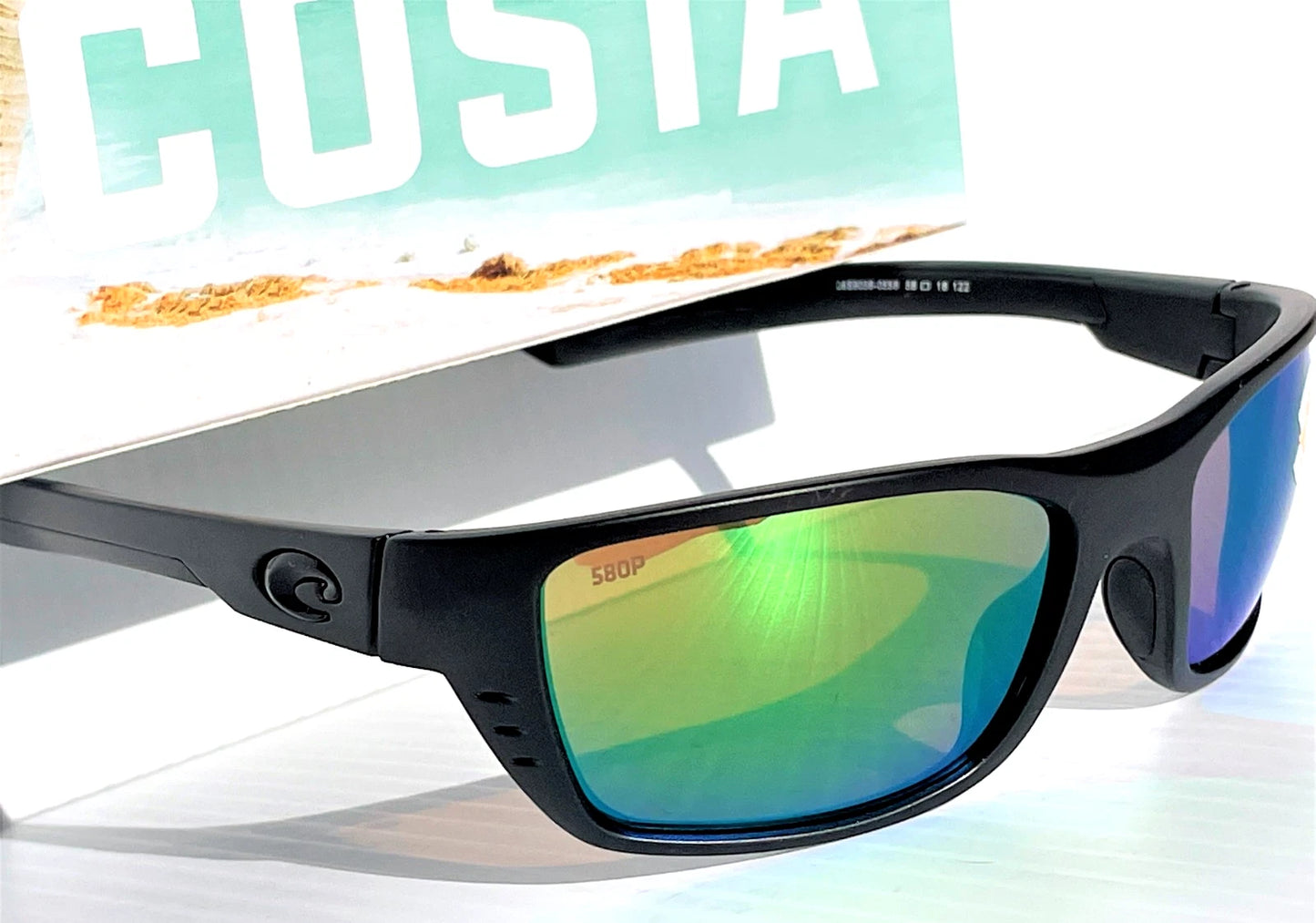 COSTA Del Mar WHITETIP Blackout POLARIZED Green Mirror 580P Lens Sunglass WTP01 OGMP