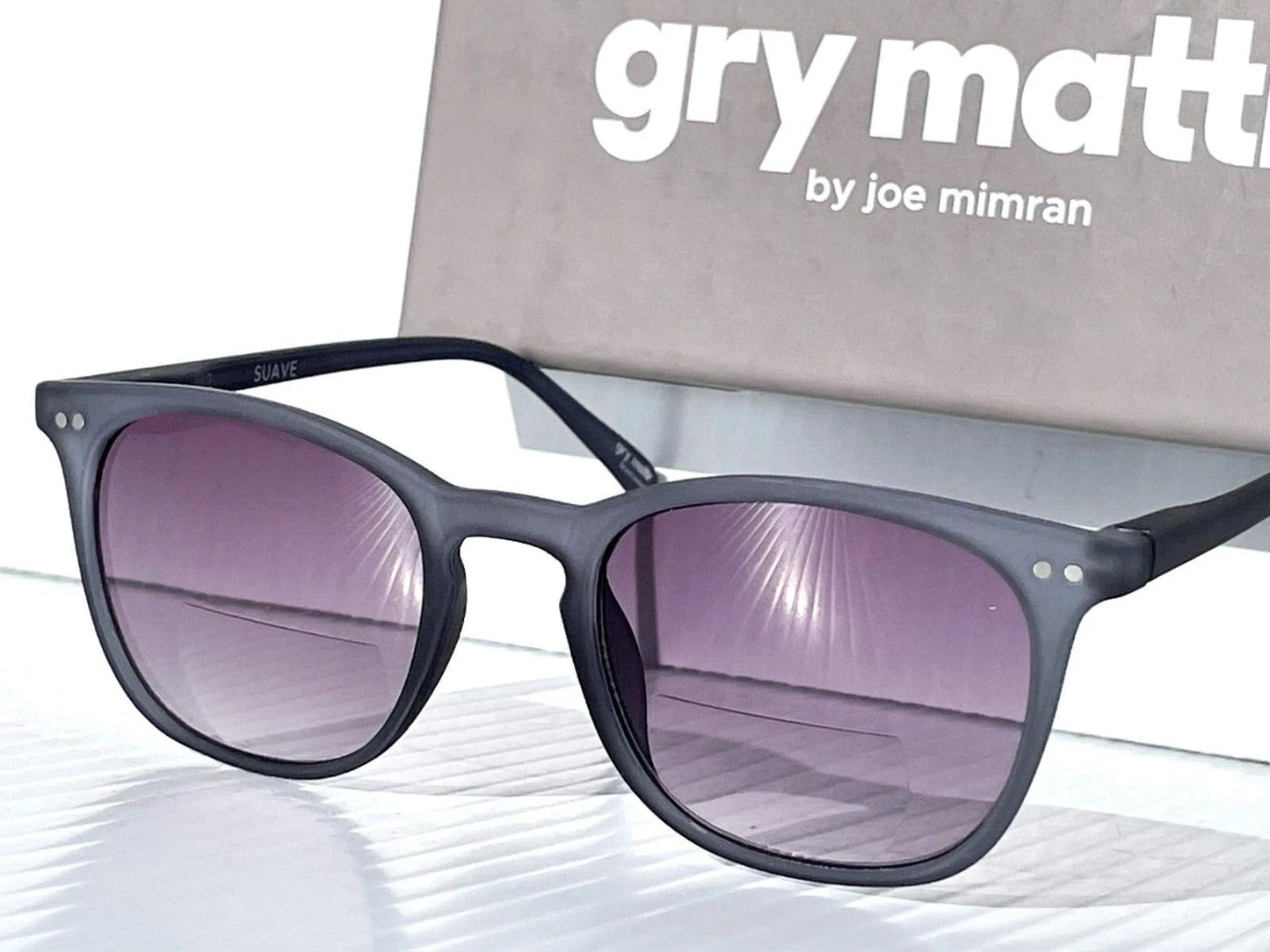 Gry Mattr DESIGNER SUN READERS SUAVE Matte Slate Blue Bifocal Sunglass