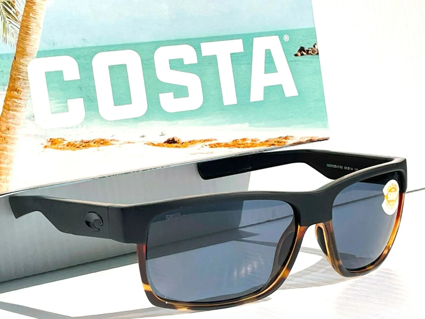 Costa Del Mar HALF MOON Matte Black Tortoise POLARIZED Gray 580P Sunglass HFM 181