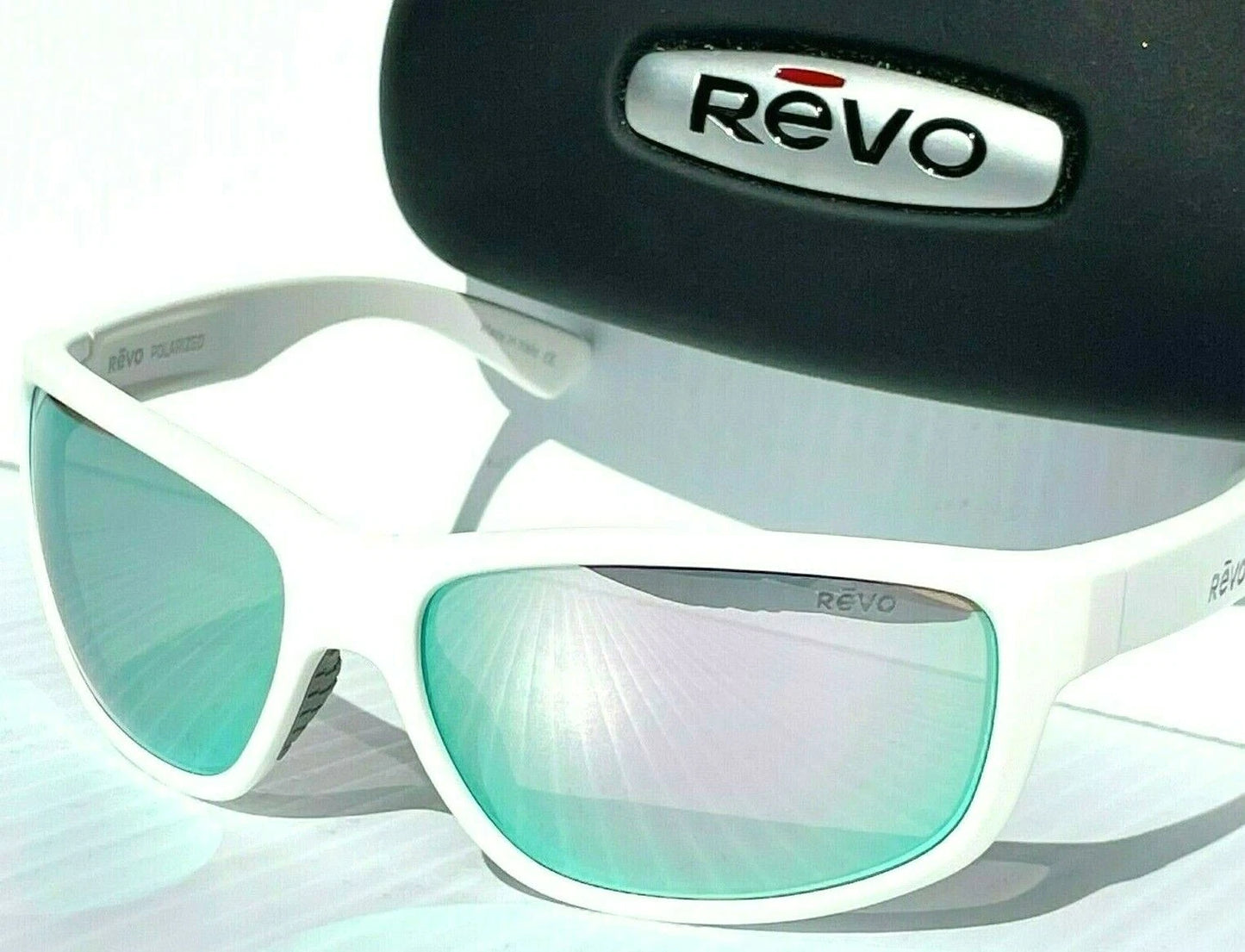 REVO BASELINER White POLARIZED Stealth Chrome Mirrored Lens Sunglass RE 1006 09 ST
