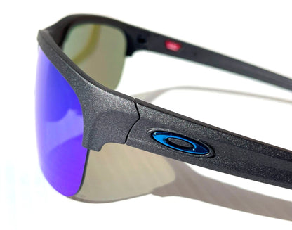 Oakley SLIVER EDGE Steel Grey Frame POLARIZED Sapphire Blue lens Sunglass oo9413-06