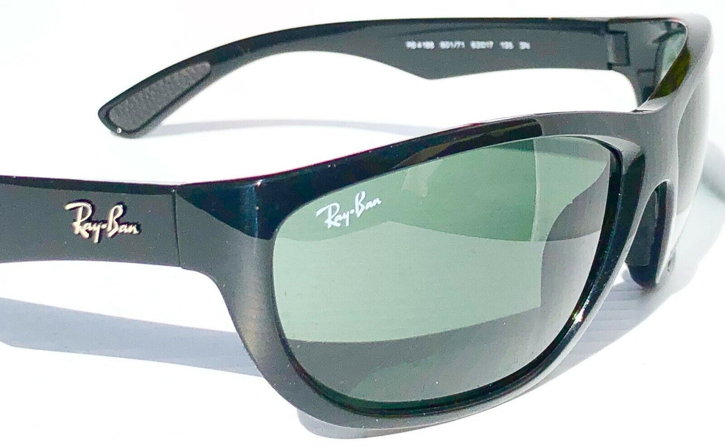 Ray Ban Polished Black 63mm Frame G-15 Grey Green Lens Sunglasses RB 4188 601/71