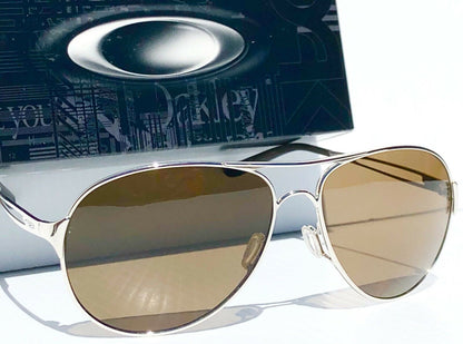 Oakley CAVEAT in Silver Frame with POLARIZED Galaxy Brown Lens Sunglasses oo4054 - Two-Lens Bundle!