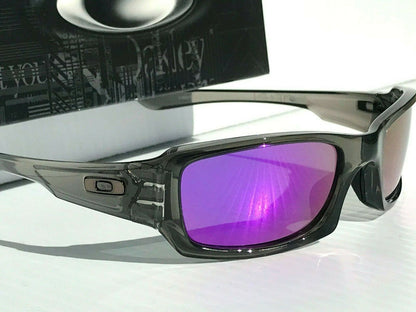 Oakley FIVES Squared in Grey Smoke Frames POLARIZED Galaxy Purple Lens Sunglass oo9238-04 - Two-Lens Bundle!