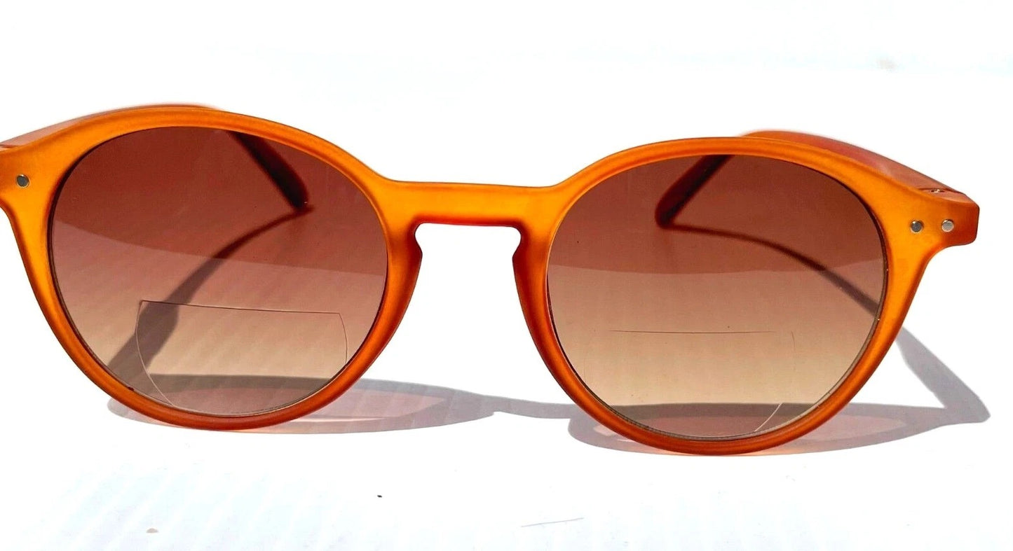 Gry Matter DESIGNER SUN READERS Matte Amber Round CREATIVE Bifocal Sunglass