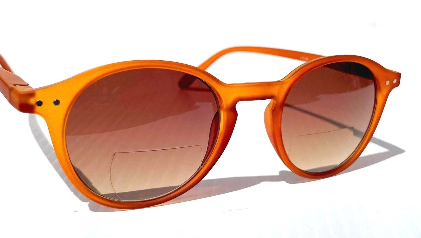 Gry Matter DESIGNER SUN READERS Matte Amber Round CREATIVE Bifocal Sunglass