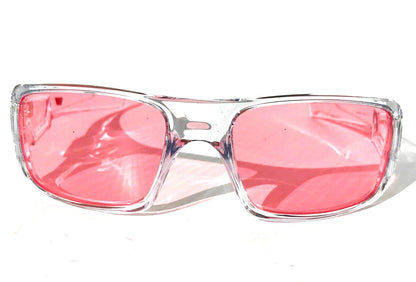Oakley CRANKSHAFT Shiny Clear Frame Non-Polarized Galaxy HD Pink Iridium Lens Sunglass 9239-04 - Two-Lens Bundle!