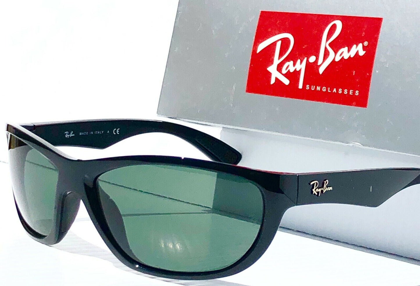 Ray Ban Polished Black 63mm Frame G-15 Grey Green Lens Sunglasses RB 4188 601/71