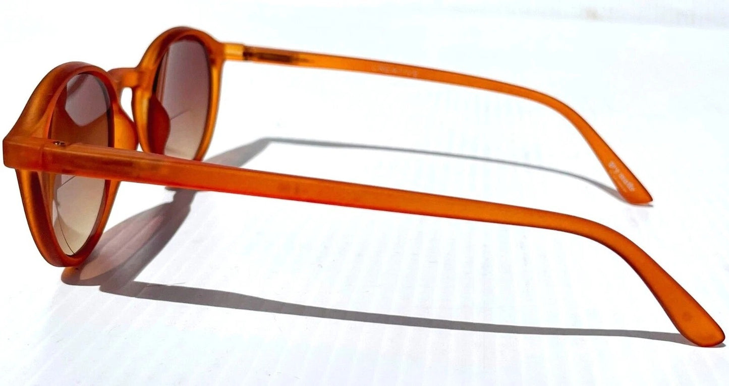 Gry Matter DESIGNER SUN READERS Matte Amber Round CREATIVE Bifocal Sunglass