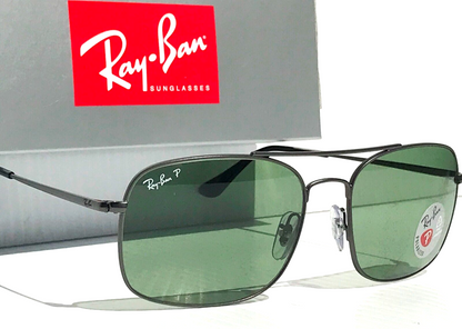 Ray Ban Matte Gunmetal Silver Frame POLARIZED Green Lens Sunglass RB 3611 029/O9