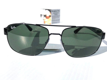 Ray Ban Shiny Gunmetal Silver Frame POLARIZED Green Grey Len Sunglass RB3483 004/58