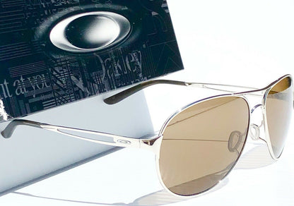 Oakley CAVEAT in Silver Frame with POLARIZED Galaxy Brown Lens Sunglasses oo4054 - Two-Lens Bundle!