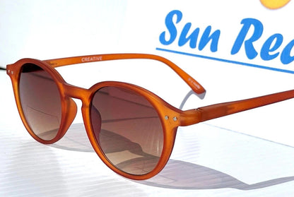 Gry Matter DESIGNER SUN READERS Matte Amber Round CREATIVE Bifocal Sunglass