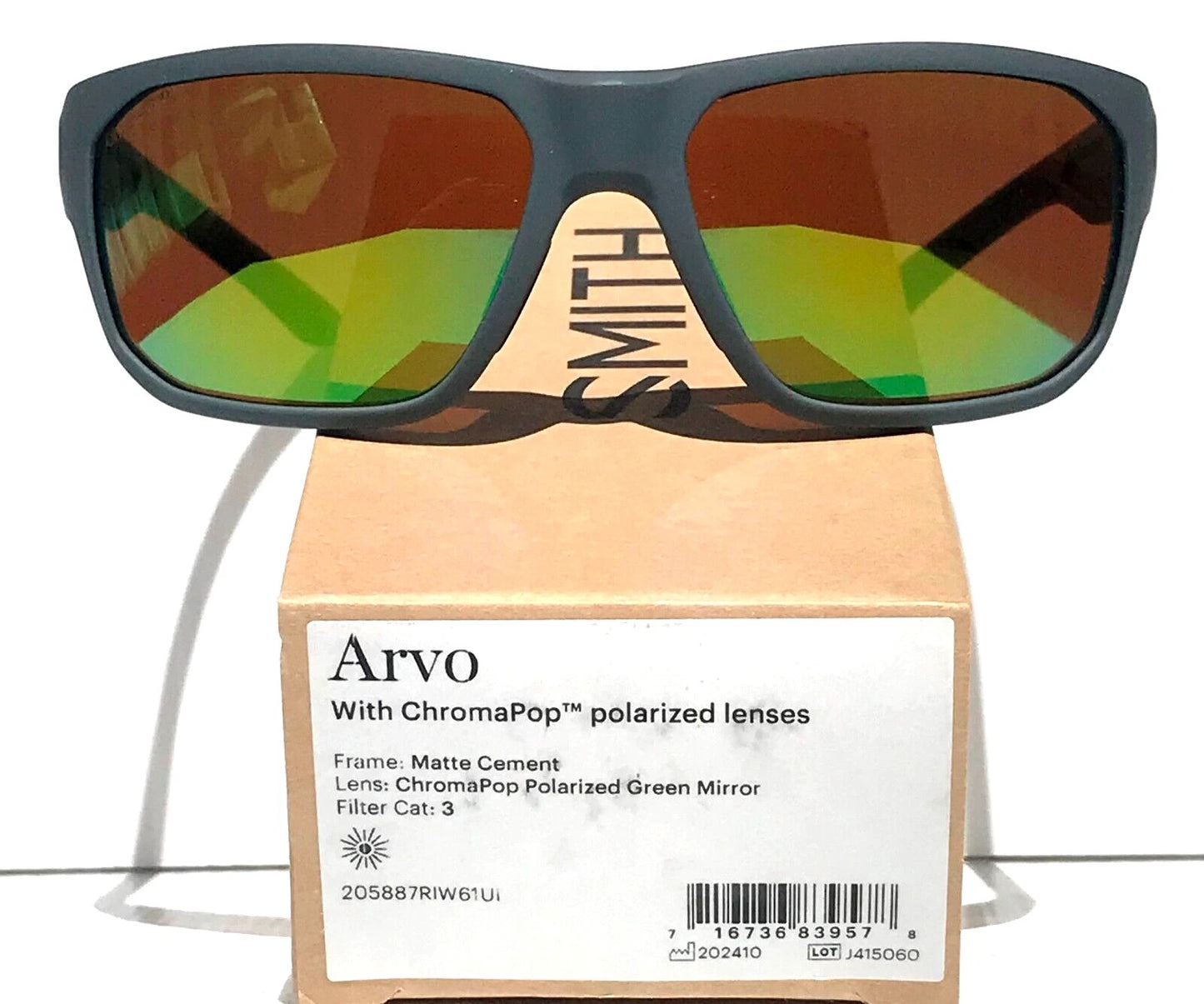 Smith Optics ARVO Matte Cement POLARIZED ChromaPop Green Mirror Sunglass