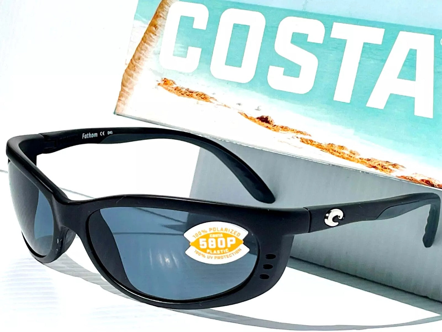 Costa Del Mar FATHOM Matte Black POLARIZED Gray 580P Lens Sunglass FA 11