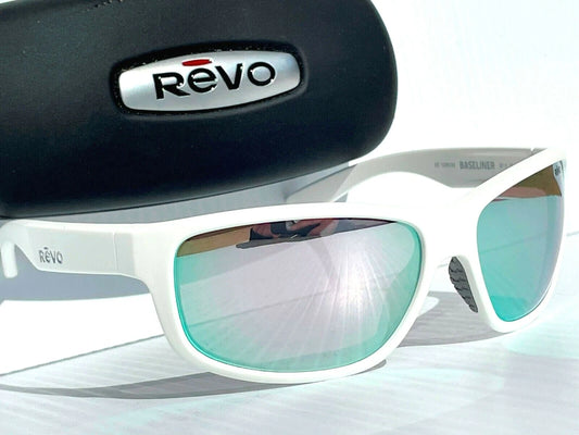 REVO BASELINER White POLARIZED Stealth Chrome Mirrored Lens Sunglass RE 1006 09 ST