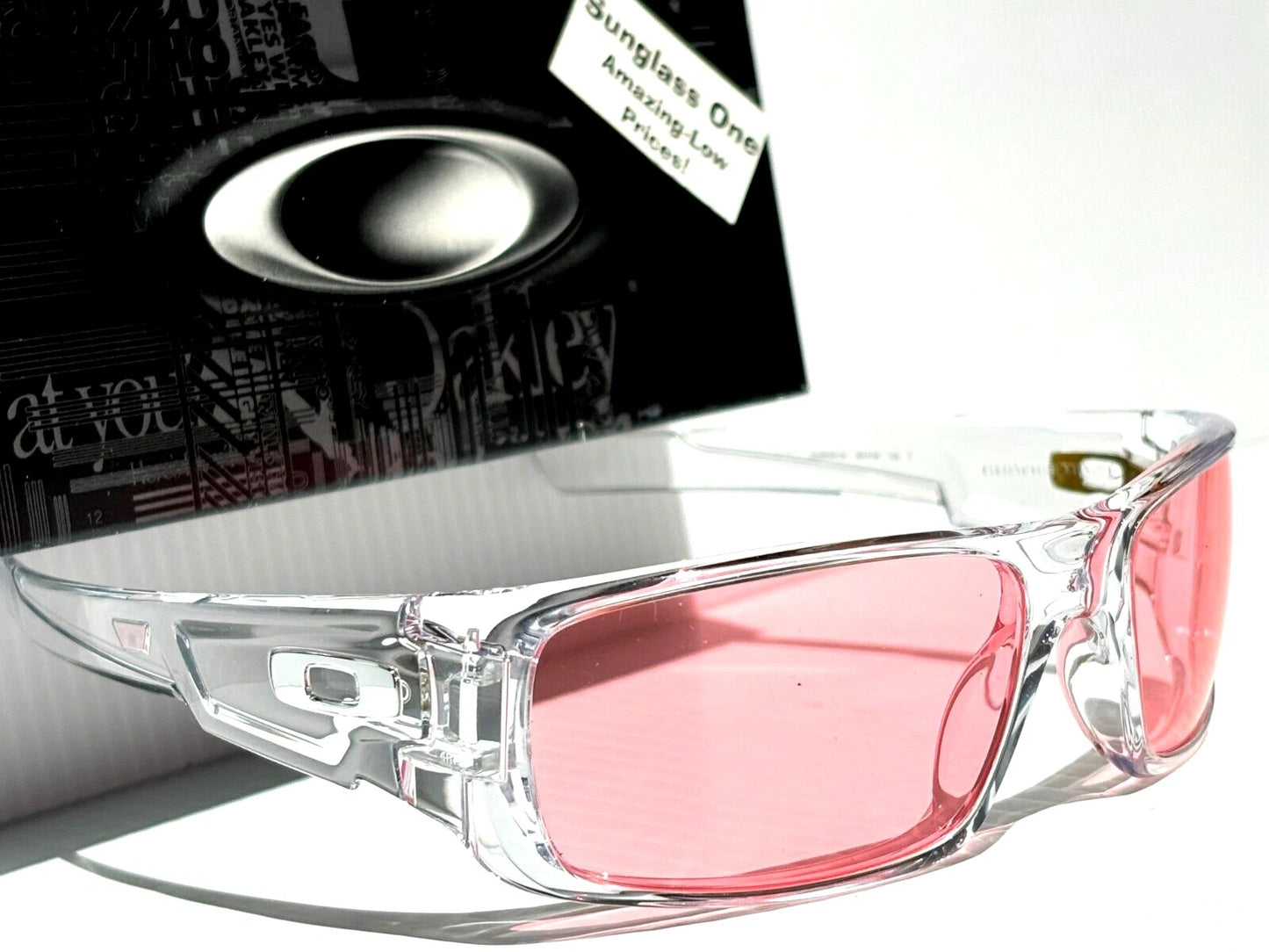 Oakley CRANKSHAFT Shiny Clear Frame Non-Polarized Galaxy HD Pink Iridium Lens Sunglass 9239-04 - Two-Lens Bundle!