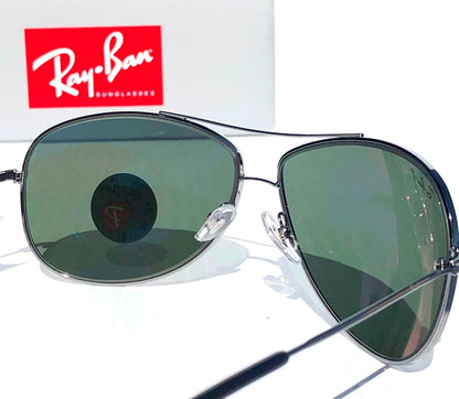 Ray Ban Gunmetal 63mm Aviator Frame POLARIZED Green Lens Sunglass RB 3293 004/9A