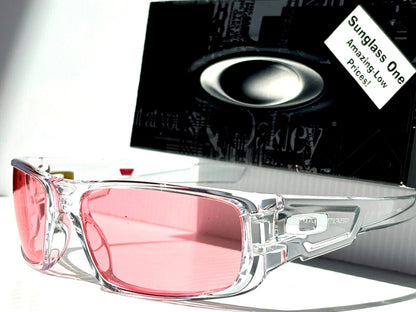 Oakley CRANKSHAFT Shiny Clear Frame Non-Polarized Galaxy HD Pink Iridium Lens Sunglass 9239-04 - Two-Lens Bundle!