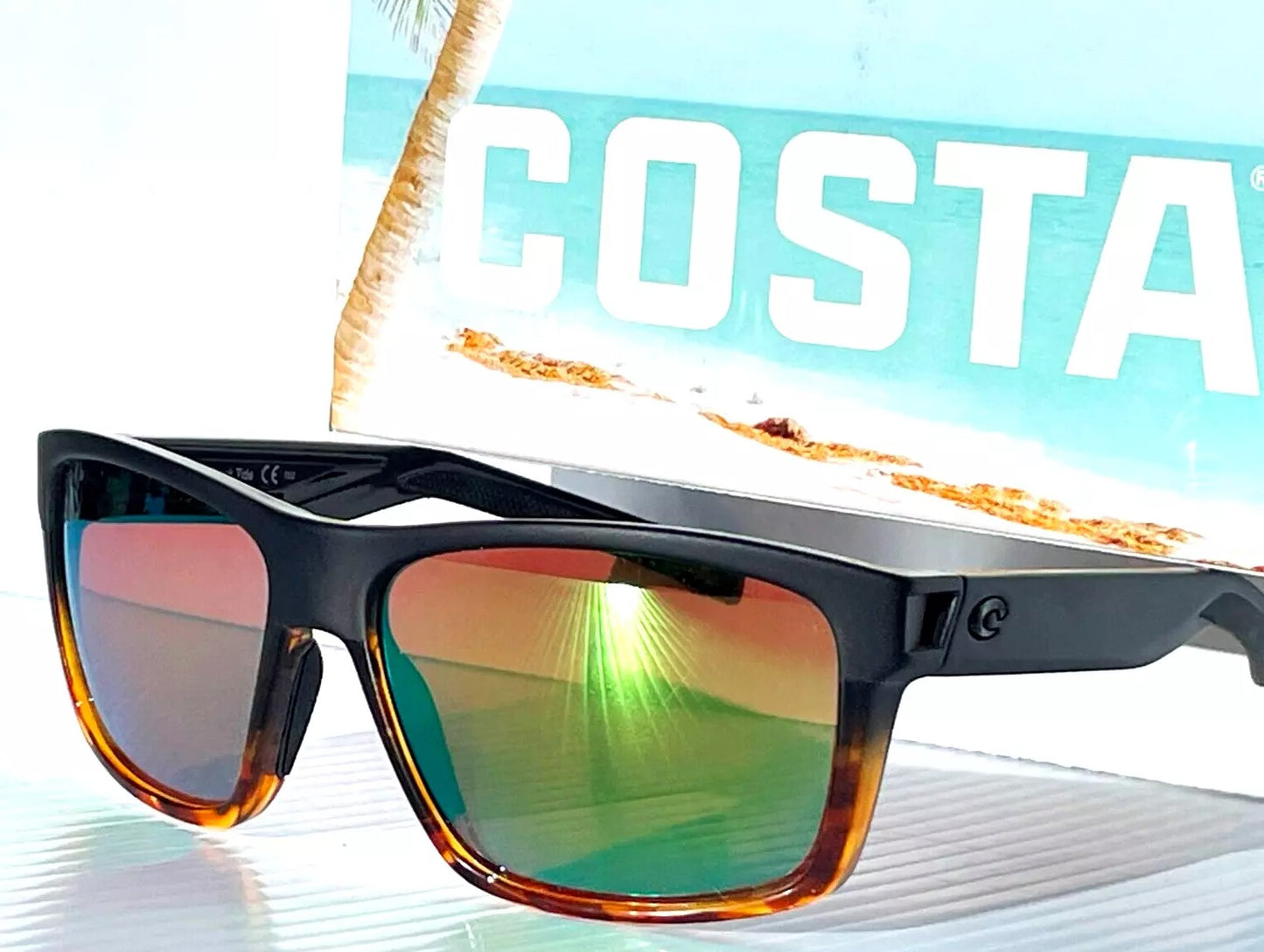 Costa Del Mar SLACK TIDE Matte Black Tortoise POLARIZED Green 580P Lens Sunglass SLT 181 OGP