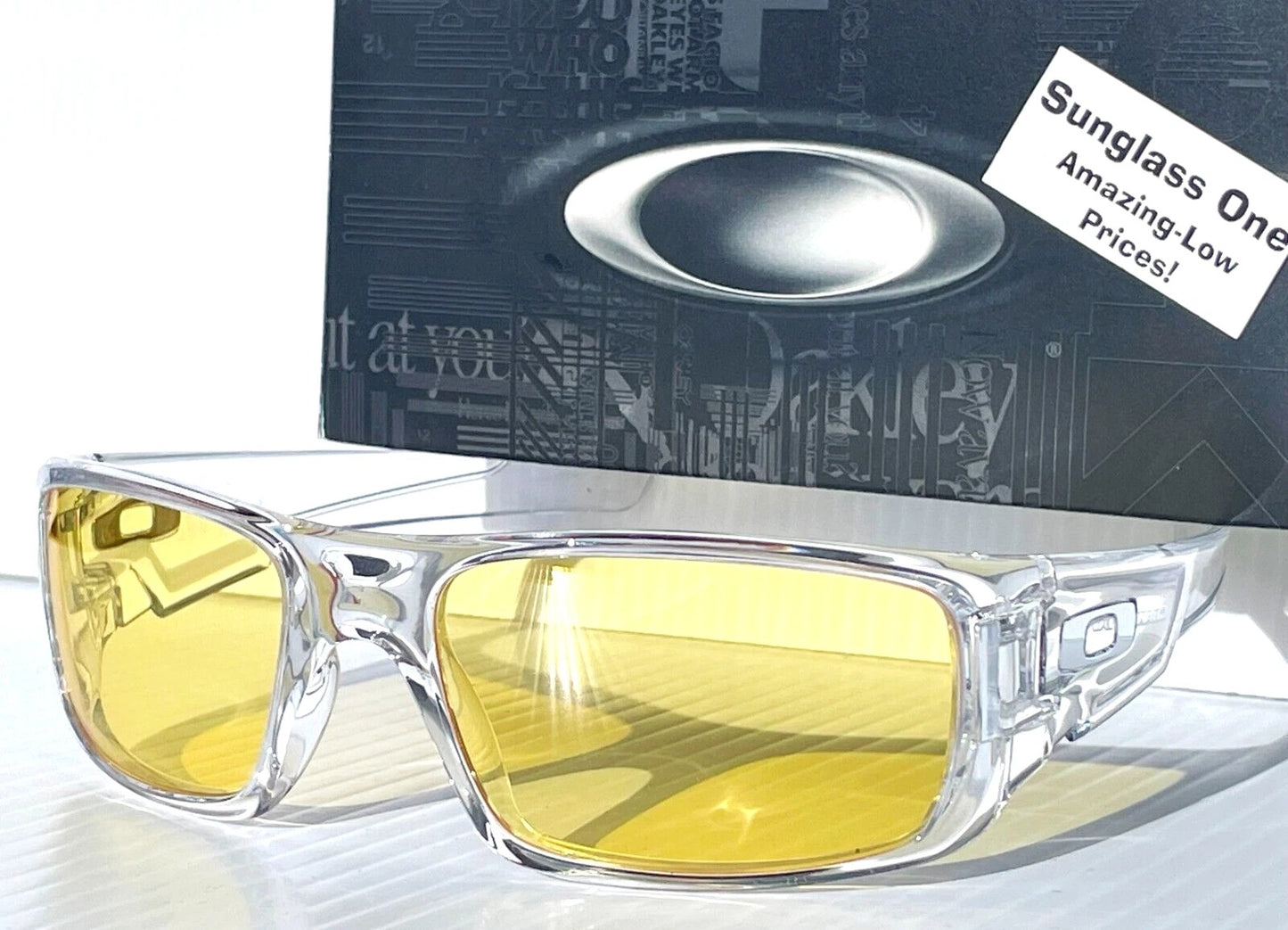 Oakley CRANKSHAFT Shiny Clear Frame Non-Polarized Galaxy HD Yellow Iridium Lens Sunglass 9239-04 - Two-Lens Bundle!