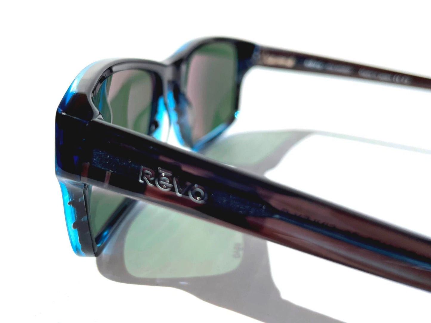 REVO FINLEY G Shiny Blue Horn POLARIZED Grey GLASS Lens Sunglass RE 1176 05 SG50