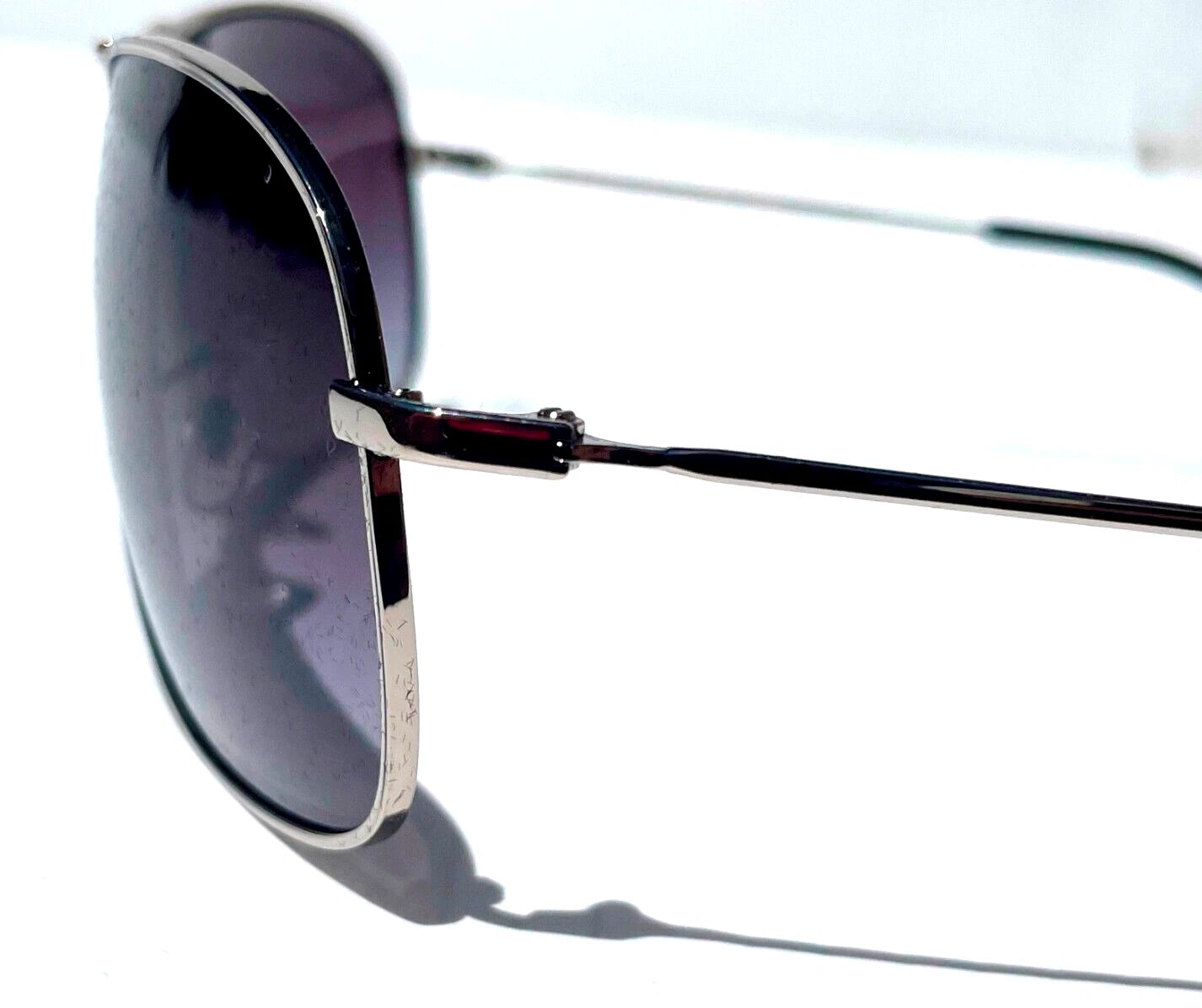 Ray Ban Shiny Silver Pilot GRADIENT Grey To Blue Lens Sunglass RB3267 003/8G