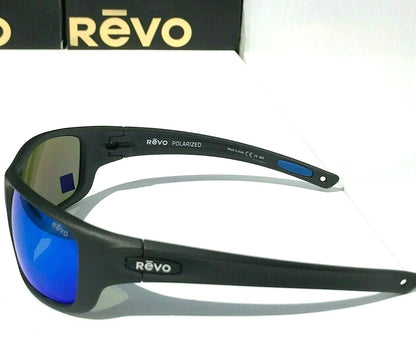 REVO JASPER Black Matte POLARIZED Blue GLASS Lens Sunglasses RE 1111 01 H2O