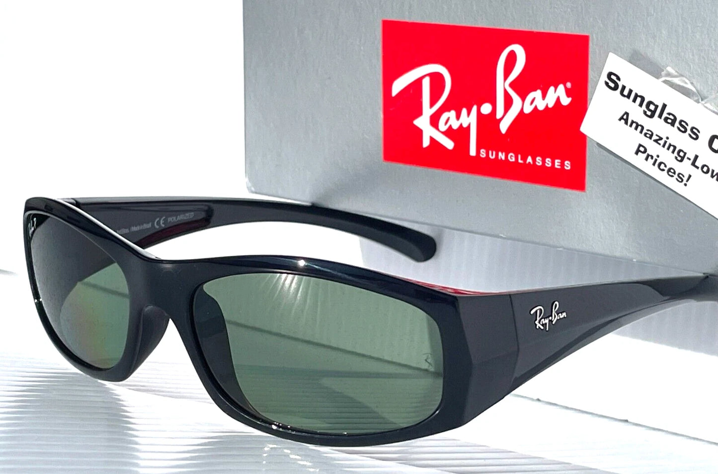 RAY BAN Shiny Black Frame POLARIZED Green Lens Sunglass RB4093 601/9A