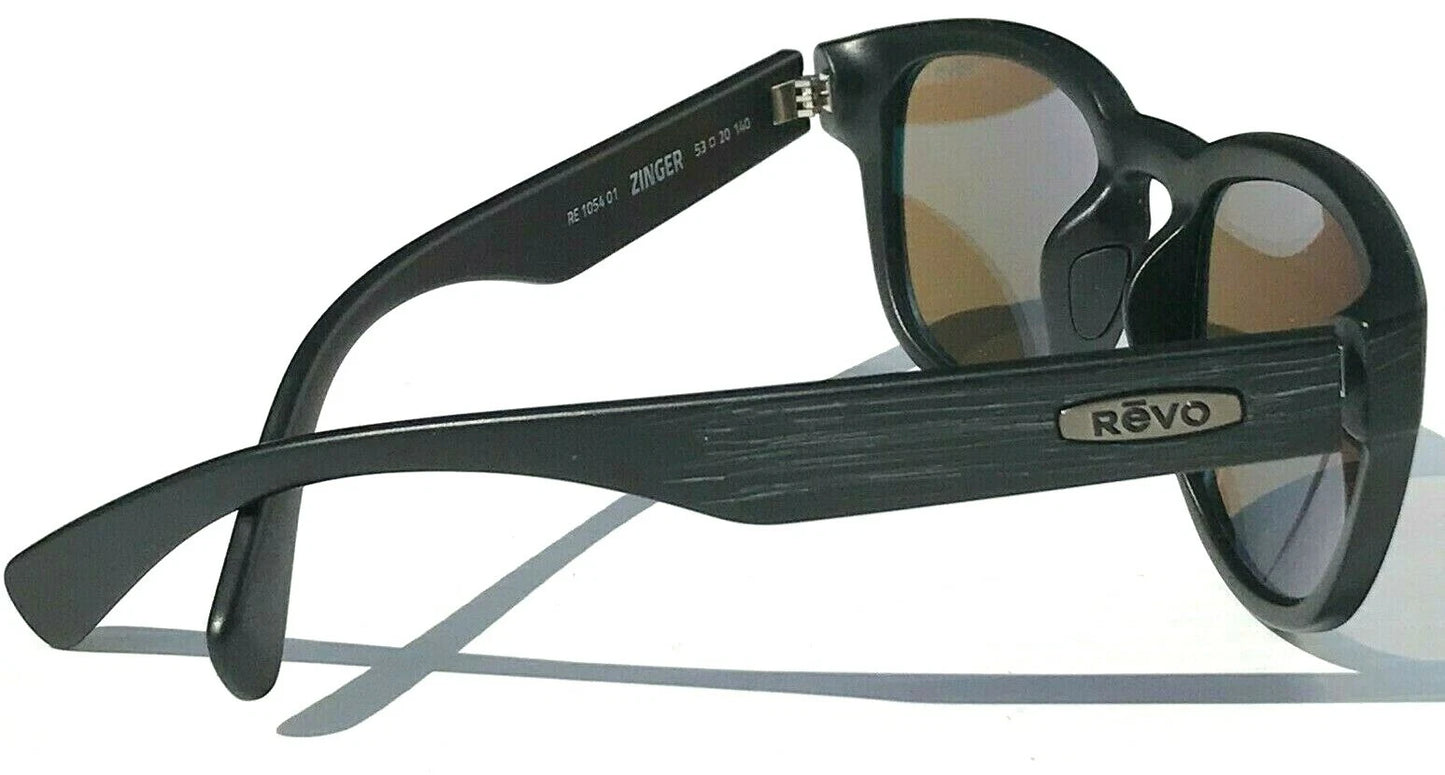 REVO ZINGER Black Scratch POLARIZED Graphite Gray Lens Sunglass RE 1054 01 GY