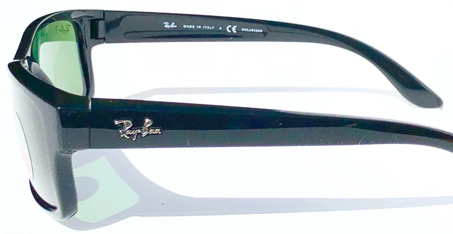 Ray Ban Shiny Black Rectangle POLARIZED Green Lens Sunglass RB4151 601