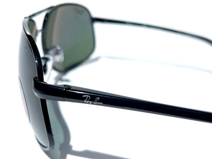 Ray Ban Shiny Black Metal POLARIZED Green Lens Sunglass RB3387 002/9A