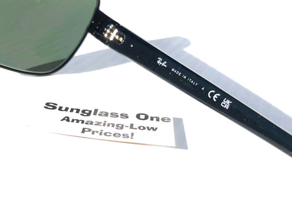Ray Ban Shiny Gunmetal Silver Frame POLARIZED Green Grey Len Sunglass RB3483 004/58