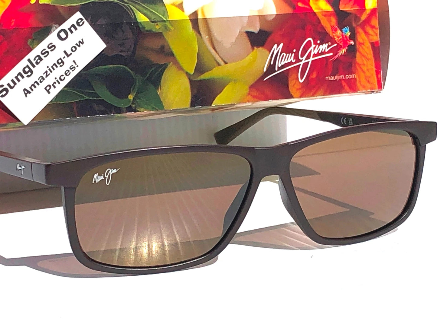 Maui Jim PULAMA Matte Brown POLARIZED ST Bronze GLASS Lens Sunglass H618-01