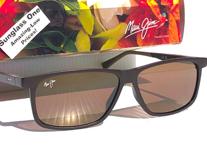 Maui Jim PULAMA Matte Brown POLARIZED ST Bronze GLASS Lens Sunglass H618-01