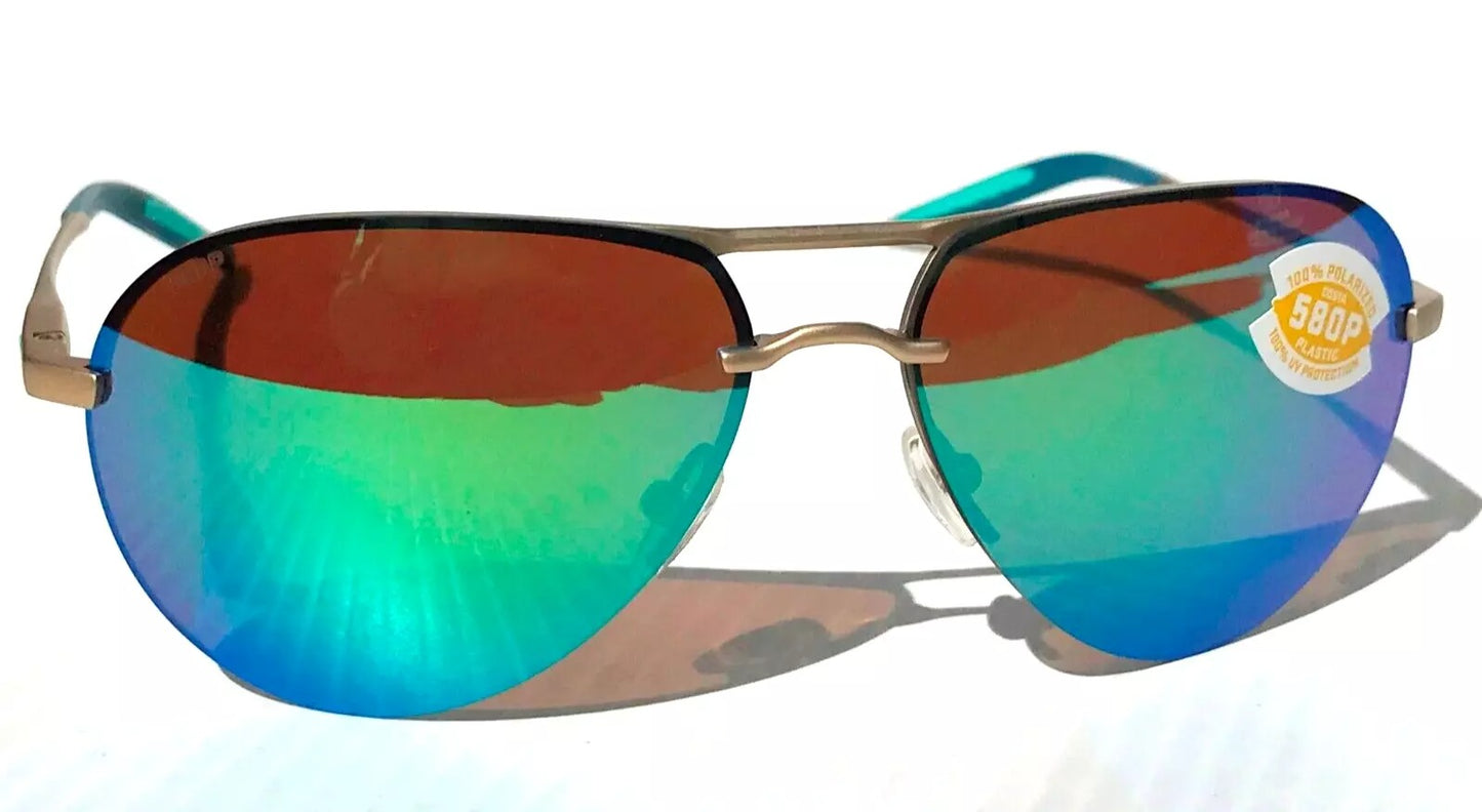 Costa Del Mar HELO Champaign Aviator POLARIZED Green Mirror 580P Sunglass HLO 243