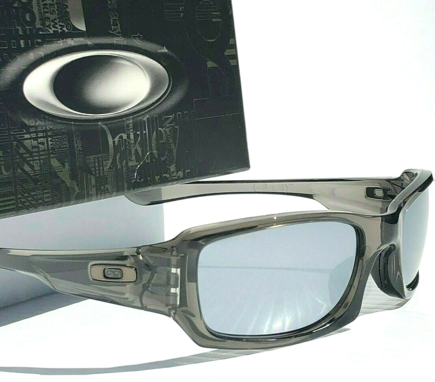 Oakley FIVES Squared Grey Smoke POLARIZED Galaxy Chrome Mirror Sunglass 9238- Two-Lens Bundle!