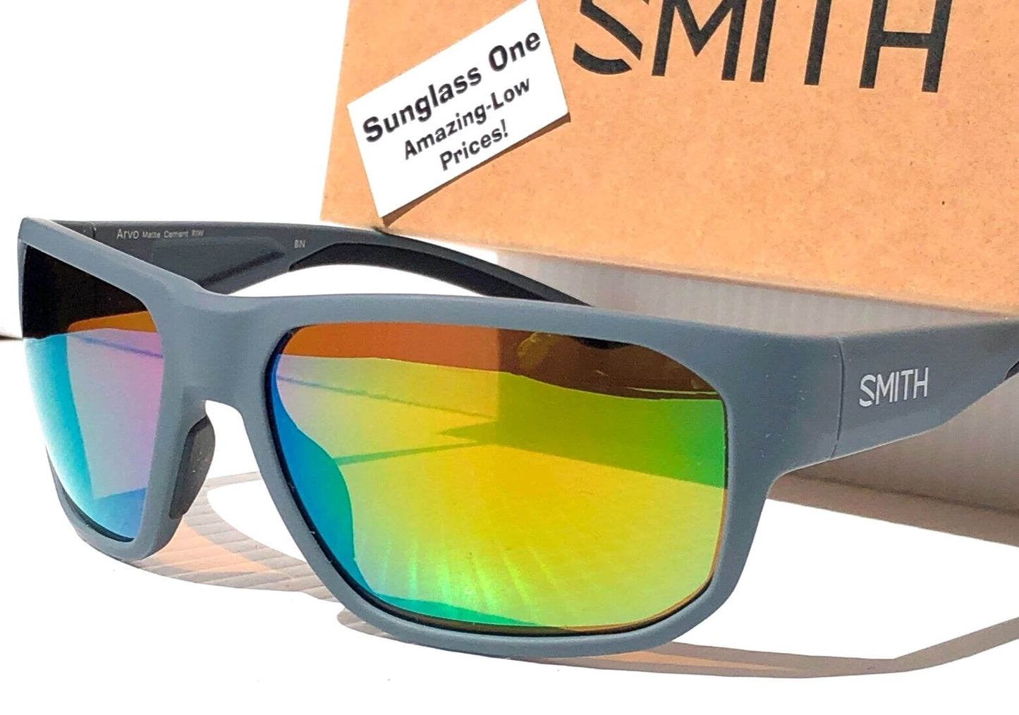 Smith Optics ARVO Matte Cement POLARIZED ChromaPop Green Mirror Sunglass