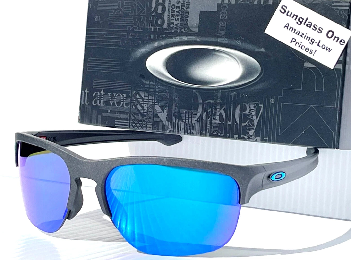 Oakley SLIVER EDGE Steel Grey Frame POLARIZED Sapphire Blue lens Sunglass oo9413-06