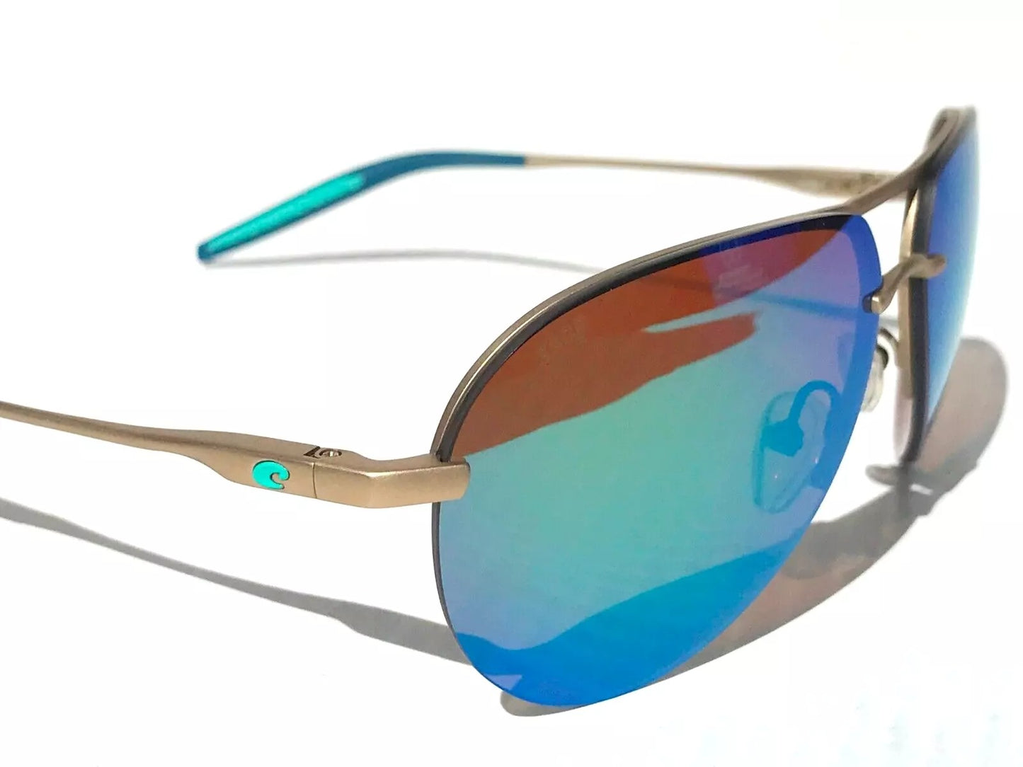 Costa Del Mar HELO Champaign Aviator POLARIZED Green Mirror 580P Sunglass HLO 243