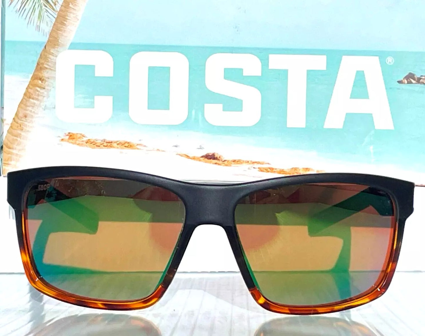 Costa Del Mar SLACK TIDE Matte Black Tortoise POLARIZED Green 580P Lens Sunglass SLT 181 OGP