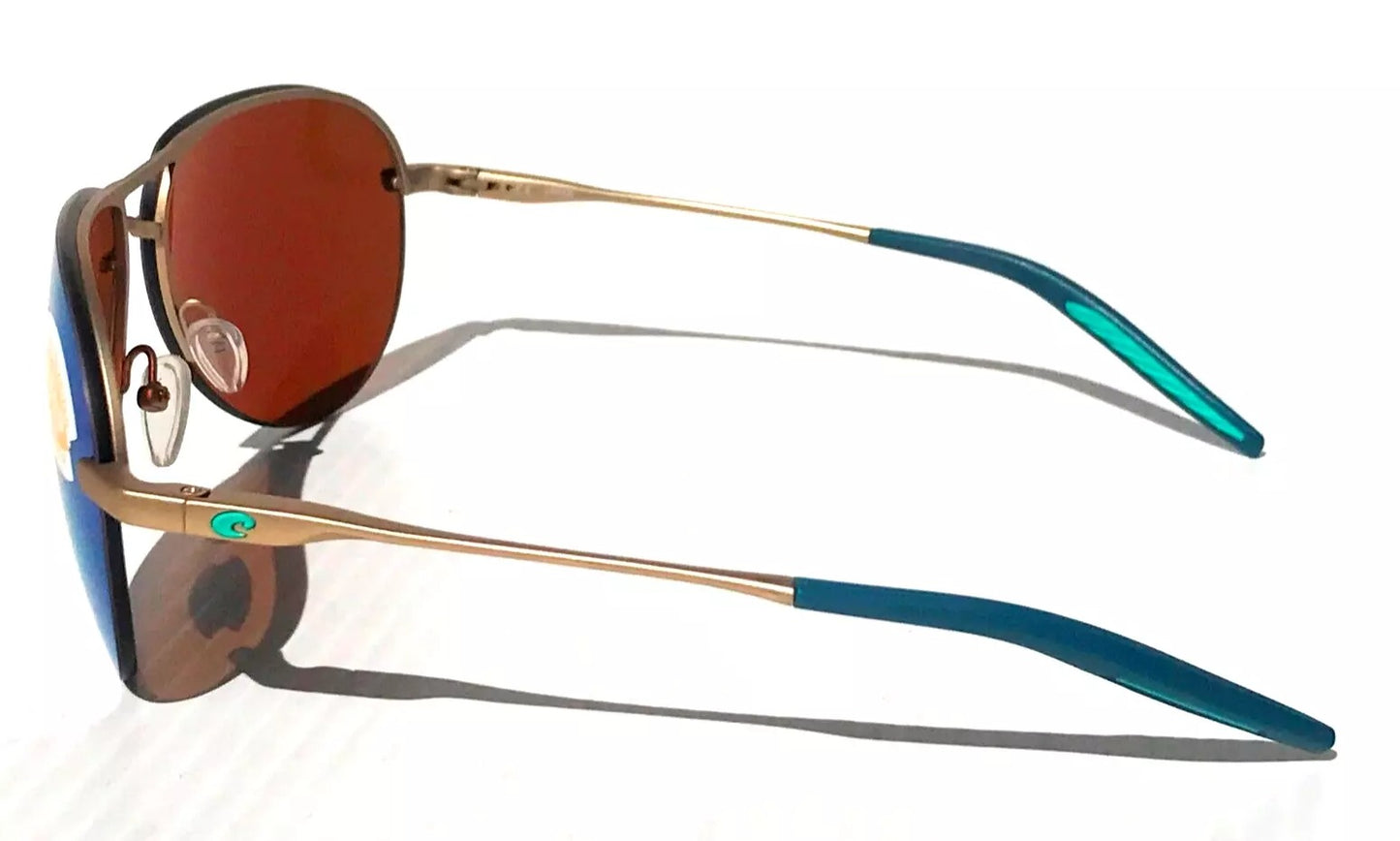 Costa Del Mar HELO Champaign Aviator POLARIZED Green Mirror 580P Sunglass HLO 243
