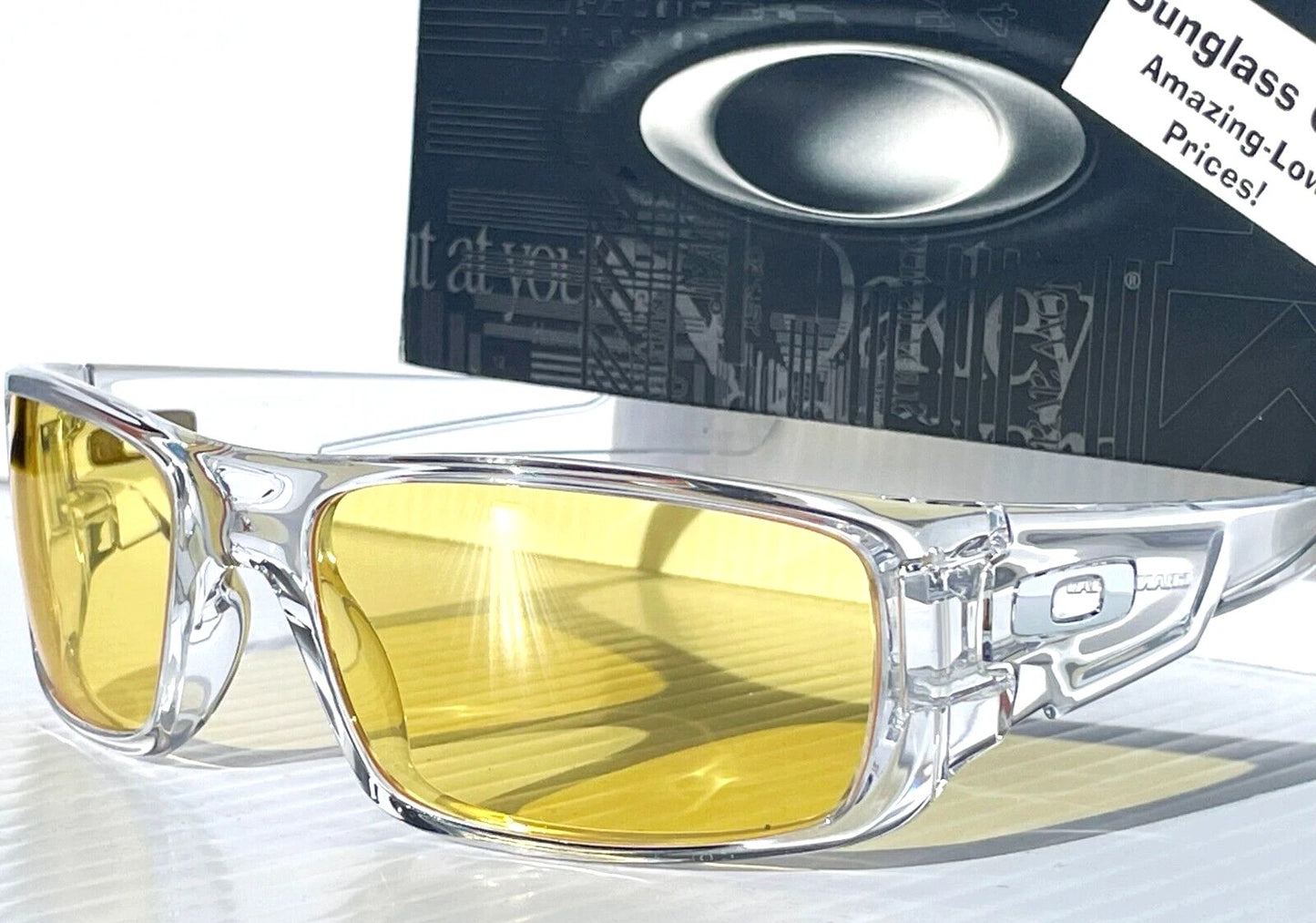 Oakley CRANKSHAFT Shiny Clear Frame Non-Polarized Galaxy HD Yellow Iridium Lens Sunglass 9239-04 - Two-Lens Bundle!
